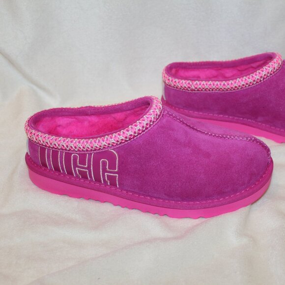 UGG YOUTH 5 WOMEN'S 7 TASMAN SUEDE SHEARLING LINED SLIPPERS PINK‎ - Picture 2 of 7